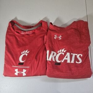 Under Armour Cincinnati Bearcats Lot 2 Mens 2XL HeatGear Shirt Long Sleeve...